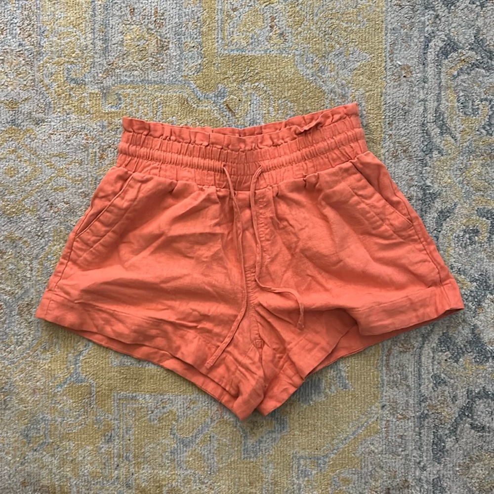 LINEN SHORTS XS, orange